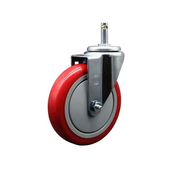 Service Caster 5'' Red Polyurethane Wheel Swivel 7/16'' Grip Ring Stem Caster SCC-GR20S514-PPUB-RED-716138 - main